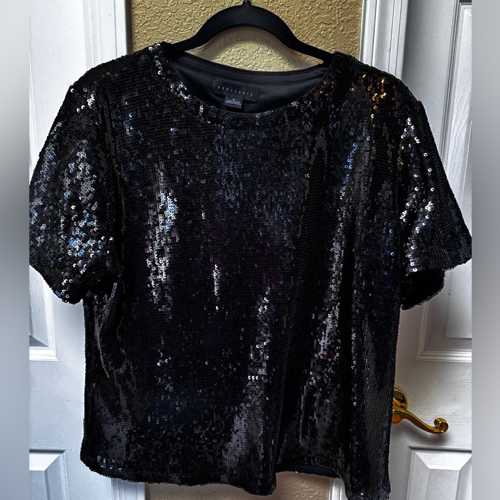 Sanctuary black sequin top